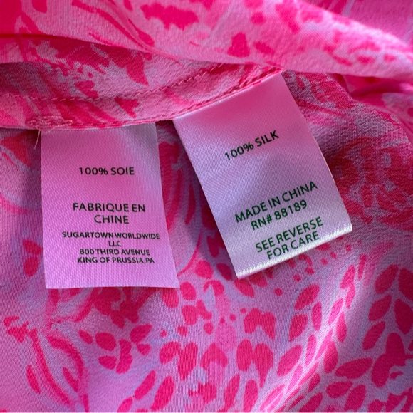 Lilly Pulitzer Elsa Top Pink Blossom Foxy Llama XL - Picture 7 of 13